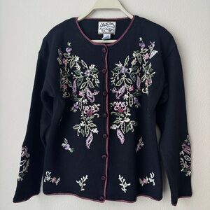 Vintage Cardigan Womens Size S Ramie Cotton Heirloom Collectibles Embroidered